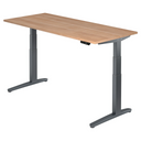 Bureau à hauteur réglable électriquement XBHM 19 GG avec plateau en noyer et pieds gris de hjh OFFICE PRO