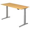 Bureau à hauteur réglable électriquement XBHM 19 SS aspect hêtre avec piètement gris de hjh OFFICE PRO
