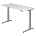 Bureau réglable en hauteur électriquement XBHM 19 SS en blanc avec affichage numérique de hjh OFFICE PRO