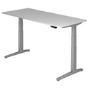 Bureau à hauteur réglable électriquement XBHM 19 SS en gris avec panneau de commande numérique de hjh OFFICE PRO
