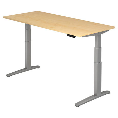 Bureau à hauteur réglable électriquement XBHM 19 SS en érable avec structure grise de hjh OFFICE PRO
