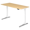 Bureau à hauteur réglable électriquement XBHM 19 WC aspect érable avec piètement blanc de hjh OFFICE PRO