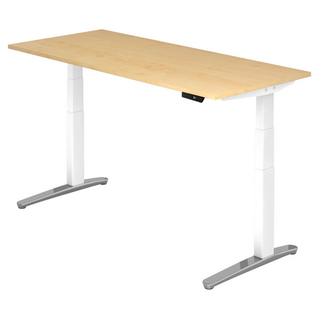 Bureau à hauteur réglable électriquement XBHM 19 WC aspect érable avec piètement blanc de hjh OFFICE PRO