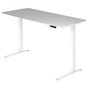 Bureau à hauteur réglable électriquement XBHM 19 WW en gris avec structure blanche de hjh OFFICE PRO