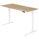 Bureau à hauteur réglable électriquement XBHM 19 WW en chêne avec structure blanche de hjh OFFICE PRO