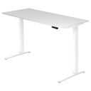 Bureau à hauteur réglable électriquement XBHM 19 WW en blanc avec écran numérique de hjh OFFICE PRO