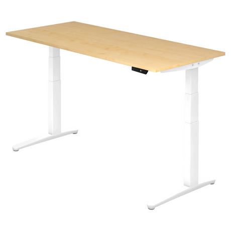 Bureau à hauteur réglable électriquement XBHM 19 WW en érable avec structure blanche de hjh OFFICE PRO