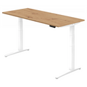 Bureau à hauteur réglable électriquement XBHM 19 WW en chêne noueux avec structure blanche de hjh OFFICE PRO