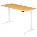 Bureau à hauteur réglable électriquement XBHM 19 WW en hêtre avec cadre blanc de hjh OFFICE PRO