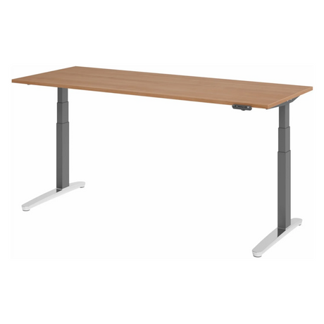 Bureau à hauteur réglable électriquement XBHM 20 GC aspect noyer de hjh OFFICE PRO