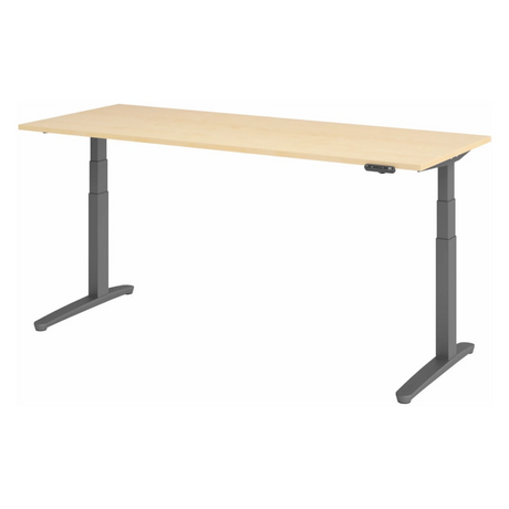 Bureau à hauteur réglable électriquement XBHM 20 GG en érable avec pieds gris et panneau de commande de hjh OFFICE PRO