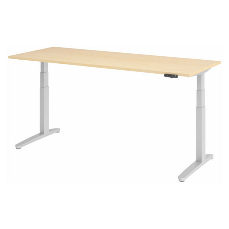 Bureau à hauteur réglable électriquement XBHM 20 SS en érable avec piètement gris clair et panneau de commande de hjh OFFICE PRO