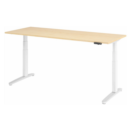 Bureau à hauteur réglable électriquement XBHM 20 WC en érable avec structure blanche et panneau de commande de hjh OFFICE PRO