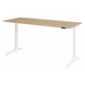 Bureau réglable en hauteur électriquement XBHM 20 WW en chêne avec piètement blanc et panneau de commande numérique de hjh OFFICE PRO