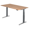 Bureau à hauteur réglable électriquement XBHM 2E GC aspect noyer avec pieds gris de hjh OFFICE PRO