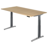Bureau réglable en hauteur électriquement XBHM 2E GC effet chêne avec pieds gris de hjh OFFICE PRO