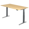 Bureau à hauteur réglable électriquement XBHM 2E GC en érable avec pieds gris de hjh OFFICE PRO
