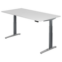 Bureau à hauteur réglable électriquement XBHM 2E GC avec plateau blanc de hjh OFFICE PRO