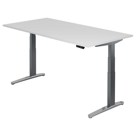 Bureau à hauteur réglable électriquement XBHM 2E GC avec plateau blanc de hjh OFFICE PRO