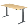Bureau à hauteur réglable électriquement XBHM 2E GG en érable avec pieds gris de hjh OFFICE PRO