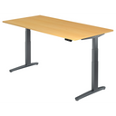 Bureau à hauteur réglable électriquement XBHM 2E GG en hêtre avec structure grise de hjh OFFICE PRO