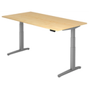 Bureau à hauteur réglable électriquement XBHM 2E SS en érable avec pieds gris de hjh OFFICE PRO