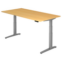 Bureau réglable en hauteur électriquement XBHM 2E SS en hêtre avec structure grise de hjh OFFICE PRO