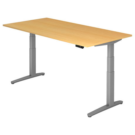 Bureau réglable en hauteur électriquement XBHM 2E SS en hêtre avec structure grise de hjh OFFICE PRO