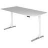 Bureau à réglage électrique de la hauteur XBHM 2E WC en gris avec piètement blanc de hjh OFFICE PRO