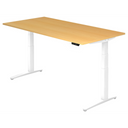 Bureau à hauteur réglable électriquement XBHM 2E WW en hêtre avec cadre blanc de hjh OFFICE PRO