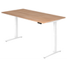 Bureau à hauteur réglable électriquement XBHM 2E WW avec plateau en noyer et structure blanche de hjh OFFICE PRO