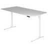Bureau à hauteur réglable électriquement XBHM 2E WW en gris avec structure blanche de hjh OFFICE PRO