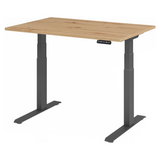 Bureau à hauteur réglable électriquement XDKB 12 G en chêne rustique avec piètement gris de hjh OFFICE PRO