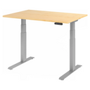 Bureau réglable en hauteur électriquement XDKB 12 S en érable avec cadre gris et écran de hjh OFFICE PRO