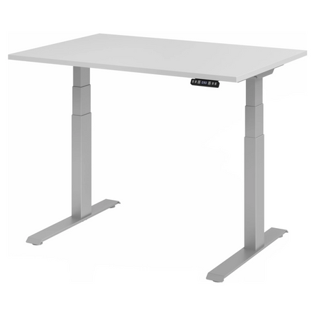 Bureau à hauteur réglable électriquement XDKB 12 S en gris avec panneau de commande numérique de hjh OFFICE PRO