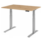 Bureau réglable en hauteur électriquement XDKB 12 S avec plateau en chêne rustique et piètement argenté de hjh OFFICE PRO