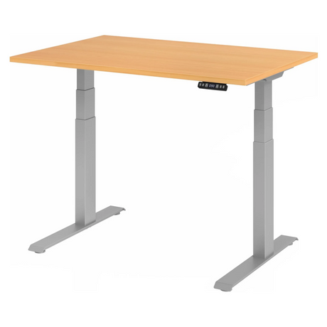 Bureau à hauteur réglable électriquement XDKB 12 S en hêtre avec structure grise de hjh OFFICE PRO