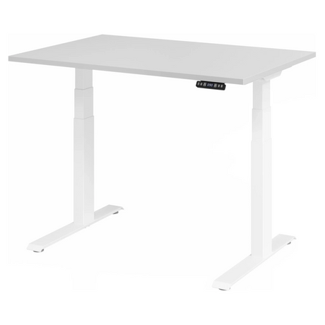 Bureau à hauteur réglable électriquement XDKB 12 W en gris avec panneau de commande numérique de hjh OFFICE PRO