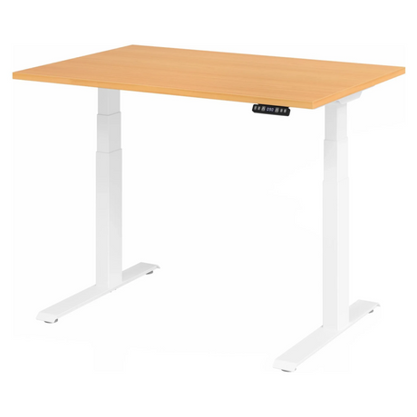 Bureau réglable en hauteur électriquement XDKB 12 W en hêtre avec structure blanche de hjh OFFICE PRO