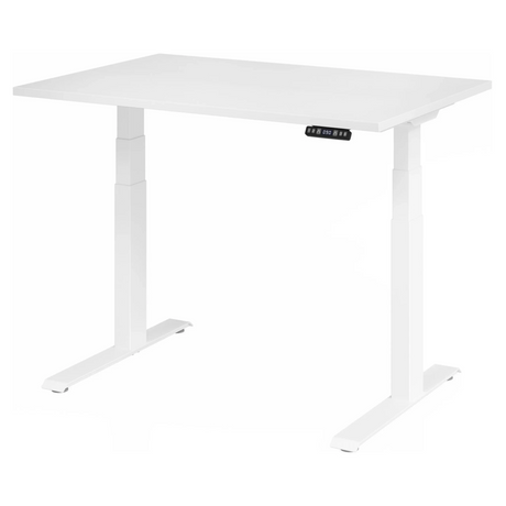 Bureau à hauteur réglable électriquement XDKB 12 W en blanc avec panneau de commande numérique de hjh OFFICE PRO
