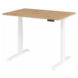Bureau à hauteur réglable électriquement XDKB 12 W en chêne rustique avec piètement blanc de hjh OFFICE PRO