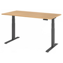 Bureau à hauteur réglable électriquement XDKB 16 G en chêne avec structure noire de hjh OFFICE PRO