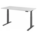 Bureau à hauteur réglable électriquement XDKB 16 G avec plateau gris et cadre noir de hjh OFFICE PRO