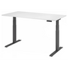 Bureau à hauteur réglable électriquement XDKB 16 G avec plateau blanc et cadre noir de hjh OFFICE PRO