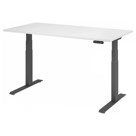 Bureau à hauteur réglable électriquement XDKB 16 G avec plateau blanc et cadre noir de hjh OFFICE PRO
