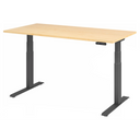 Bureau à hauteur réglable électriquement XDKB 16 G en érable avec cadre noir et écran de hjh OFFICE PRO