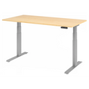 Bureau à hauteur réglable électriquement XDKB 16 S avec plateau en érable clair et piètement gris de hjh OFFICE PRO