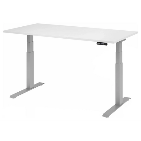 Bureau à hauteur réglable électriquement XDKB 16 S en blanc avec panneau de commande numérique de hjh OFFICE PRO
