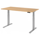 Bureau à hauteur réglable électriquement XDKB 16 S aspect chêne avec structure argentée de hjh OFFICE PRO