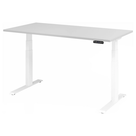 Bureau à hauteur réglable électriquement XDKB 16 W en gris avec panneau de commande numérique de hjh OFFICE PRO